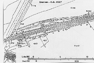 Topographical map of the train station