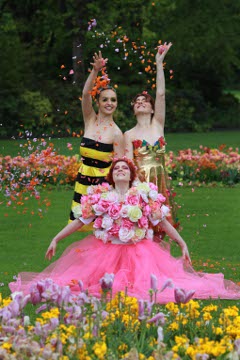 Performance artists Mimi, Lauren & Lina in “garden couture” today launched Bloom 2012, Ireland’s largest flower, food and family festival brought to you by Bord Bia. The specially commissioned garden-themed pieces will feature in performances in the Bloom show-gardens during the event
