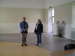 William Finnie and Margaret Becker of Leinster Print Studio in the new parish hall, Clane