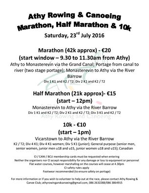 Athy Rowing & Canoeing are hosting a marathon
