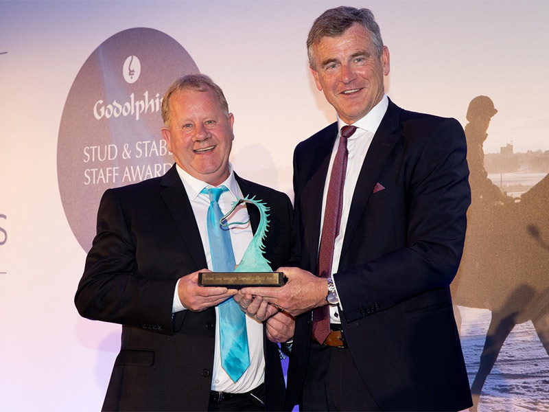 The Godolphin Stud and Stable Staff Awards 2018 - Racing and Breeding Support Services Award: Martin 'Snowy' Pearse, Facilities Manager, Punchestown Racecourse, presented by Colm O'Rourke