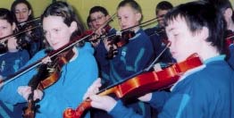 Photo: Pupils from Scoil Ui Dhalaigh, Leixlip, learning Suzuki method violin under the tuition of Dorothy Conaghan